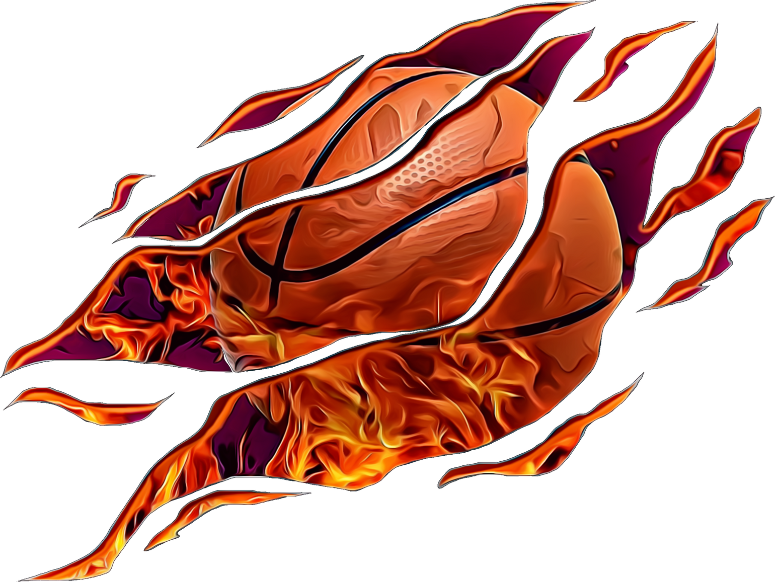 Flaming Basketball inside Clawmarks